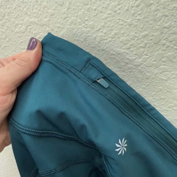 Athleta Accelerate Crop Teal Leggings Athletic Pants 566734-01 Womens size XXS - Picture 5 of 7